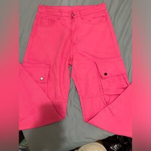 Men’s hot pink cotton cargo pants